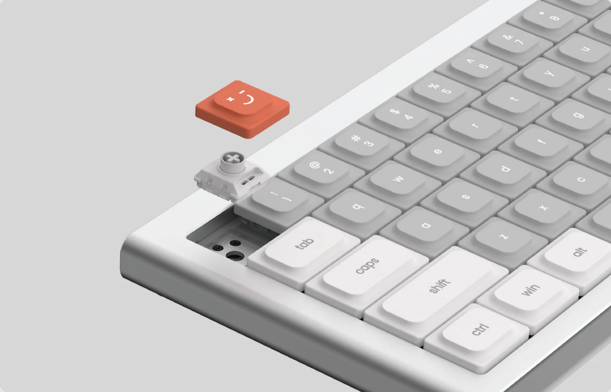 AIR68 keycap and Kailh low-profile switch lifted from the hot-swappable PCB
