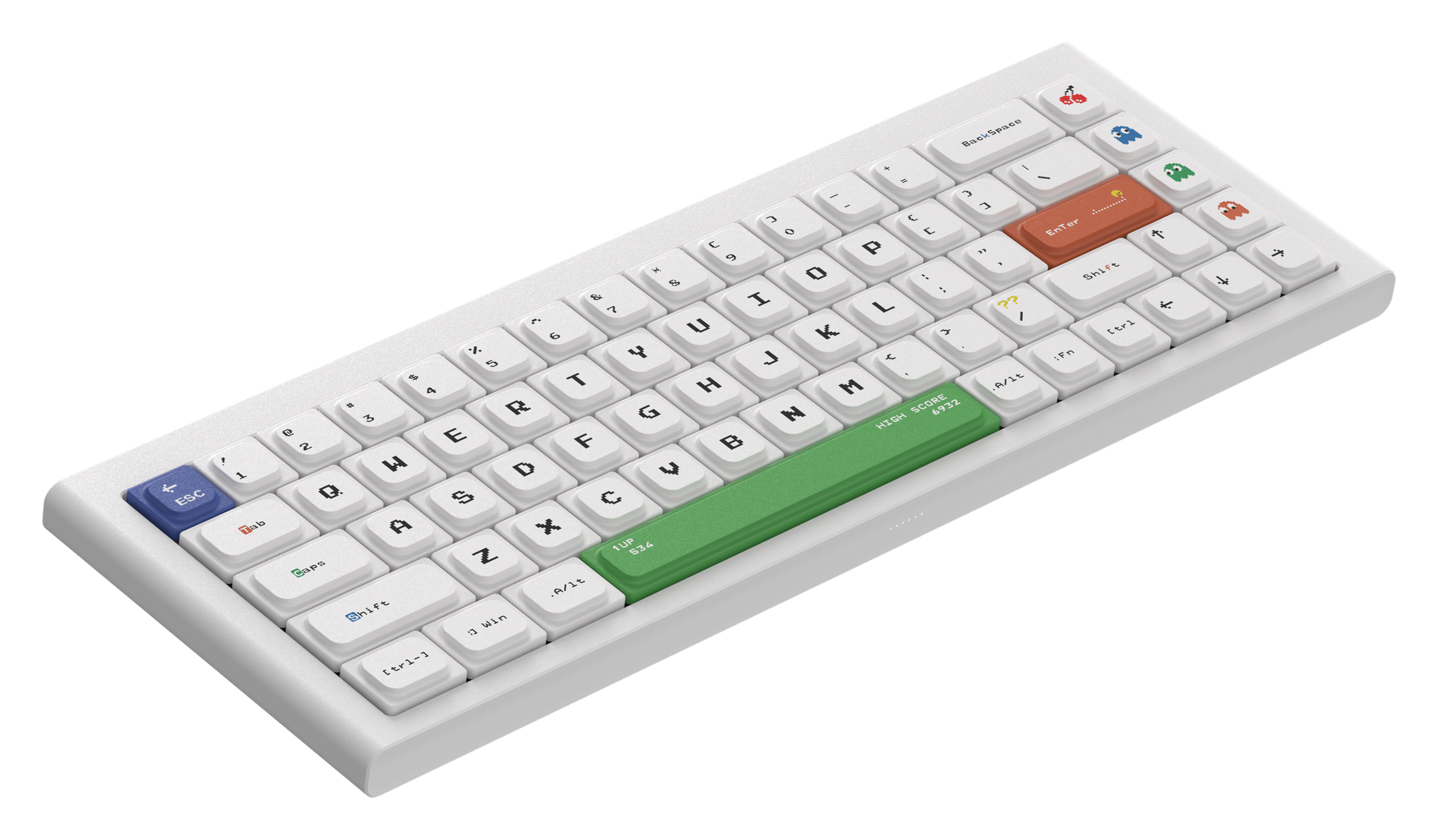 PAC keycaps installed on a white MORGRIE AIR68 keyboard
