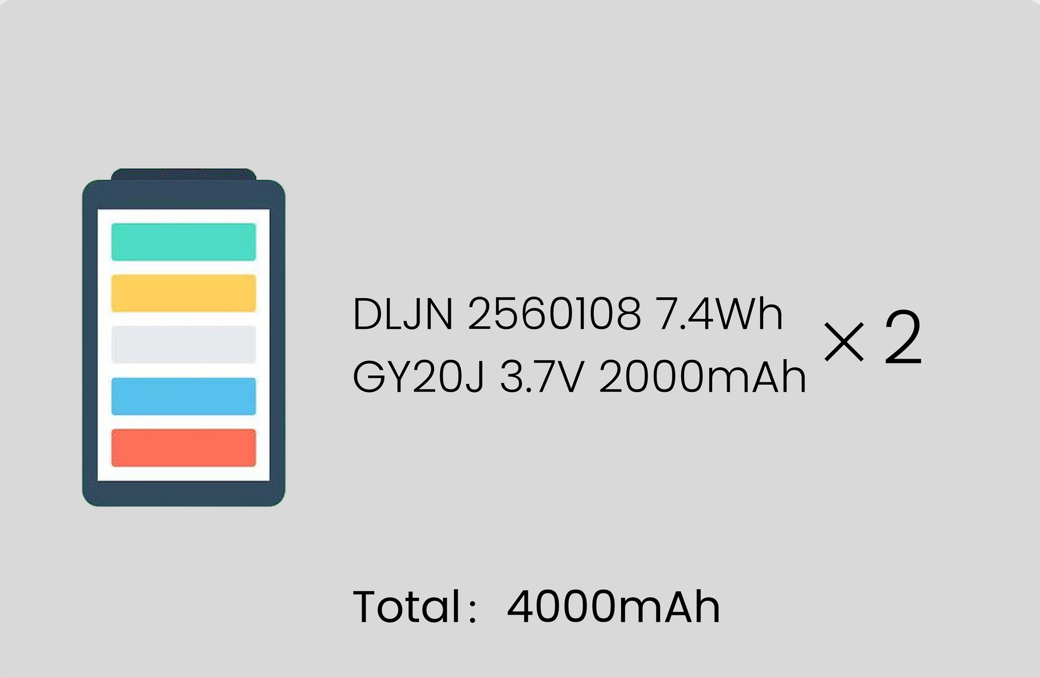 AIR68 dual 2000mAh battery system with 4000mAh total capacity