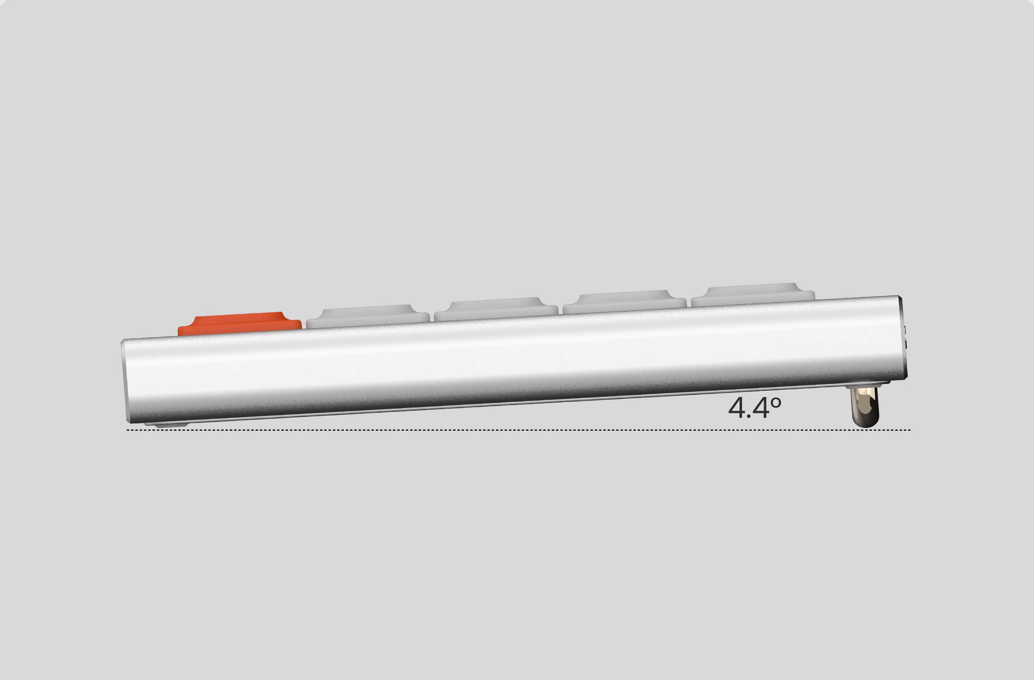 AIR68 side profile showing its 4.4-degree typing angle