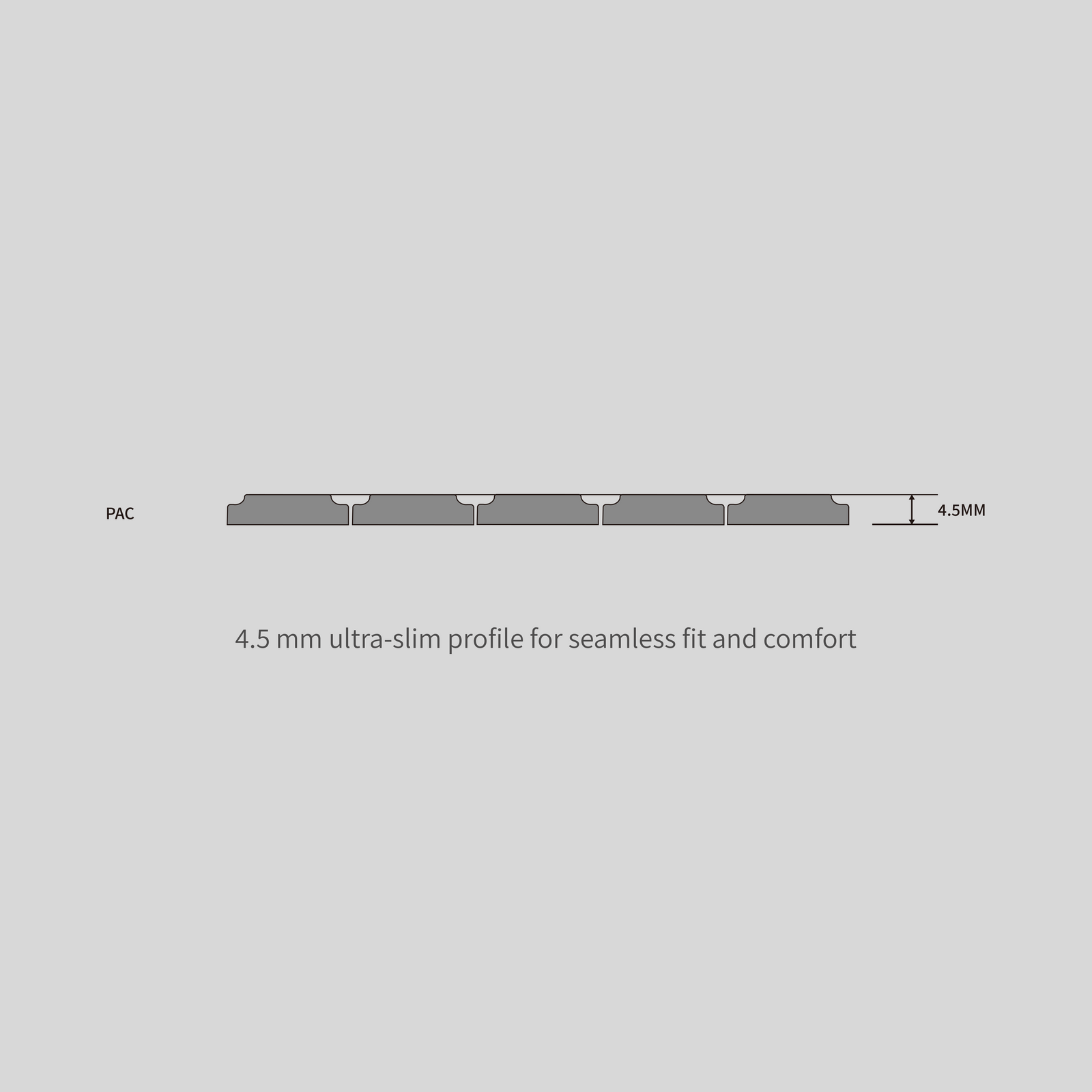 PAC keycap side profile diagram showing a 4.5 millimetre height